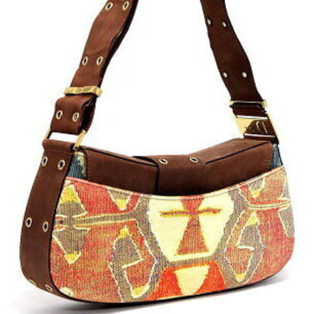 Christian Dior Street Shoulder Bag Canvas Leather Brown Orange - Picture 2 of 6